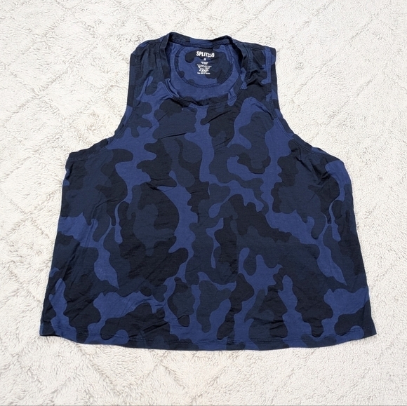 Splits 59 Top Women's M Blue Camo Syd Tank Sleeveless Active Lightweight - Picture 1 of 7